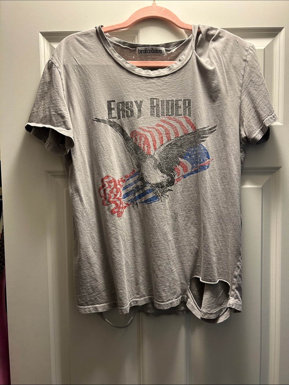 brokedown Easy Rider Graphic Tee in Light Gray